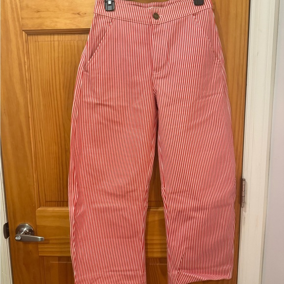 Sonderhaus Pants - Wide Leg Striped Pants - Red/White